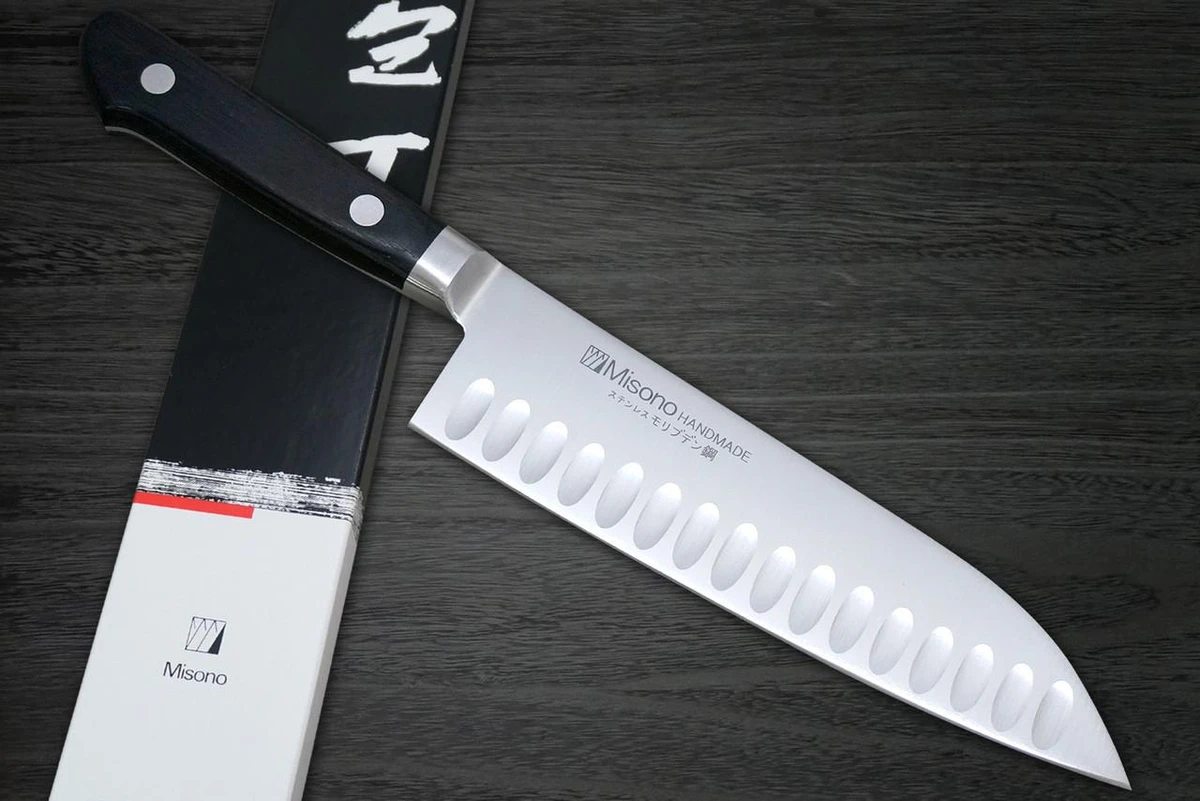 Misono MV Stainless Dimples(Salmon) Japanese Chef's Santoku Knife 180mm 