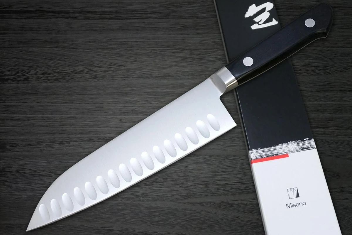 Misono MV Stainless Dimples(Salmon) Japanese Chef's Santoku Knife 180mm 