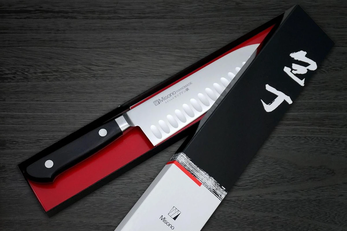 Misono MV Stainless Dimples(Salmon) Japanese Chef's Santoku Knife 180mm 
