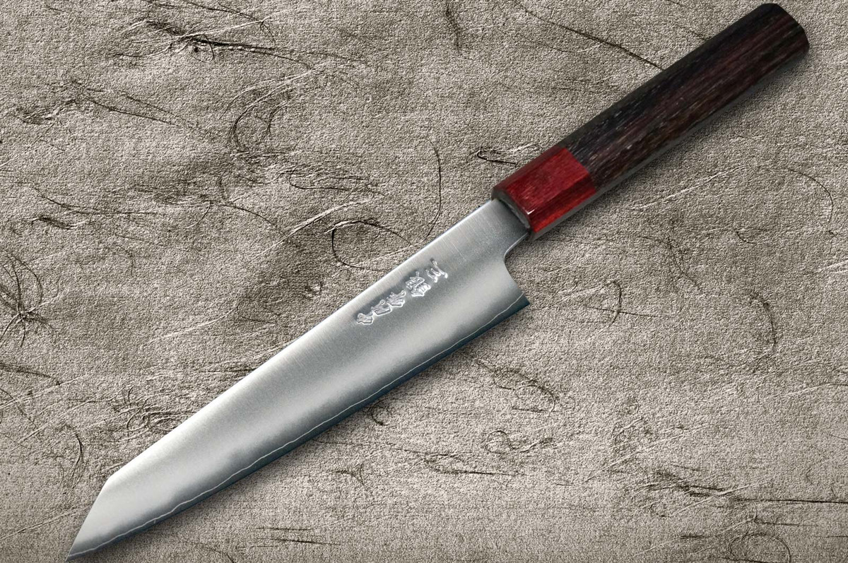 Satoshi Nakagawa Ginsan (Gingami No.3) Migaki RS8R Japanese Chef's Kiritsuke-Petty Knife(Utility) 150mm with Red-Ring Octagonal Handle