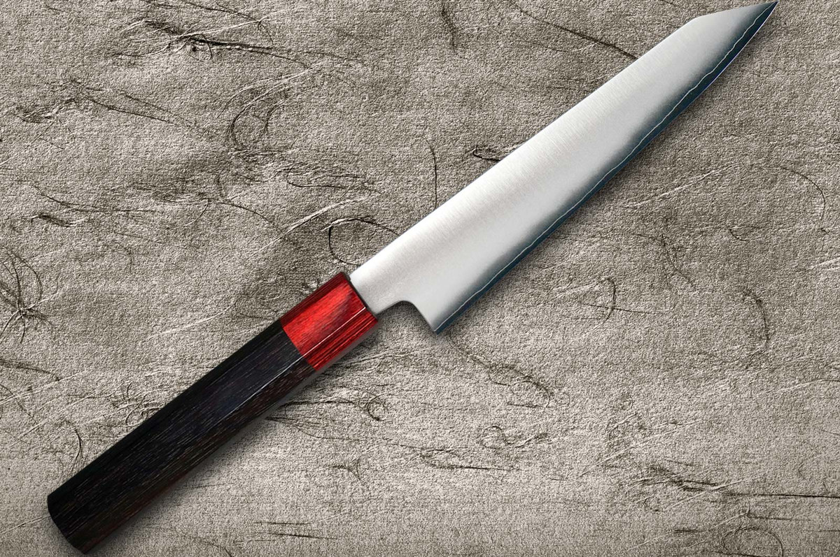 Satoshi Nakagawa Ginsan (Gingami No.3) Migaki RS8R Japanese Chef's Kiritsuke-Petty Knife(Utility) 150mm with Red-Ring Octagonal Handle