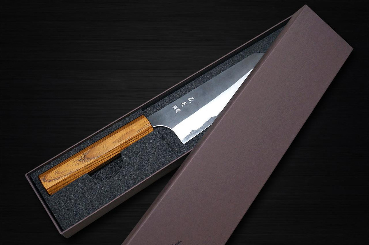 加藤義美青紙超级复合黑打日本厨师刀文卡(Bunka) 170mm 漆器槐木手柄