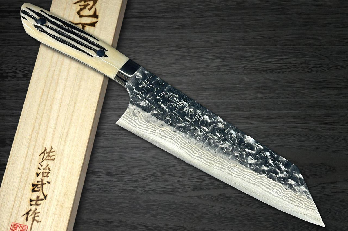 Takeshi Saji SRS13 Mirror Hammered Damascus DHW Japanese Chef's