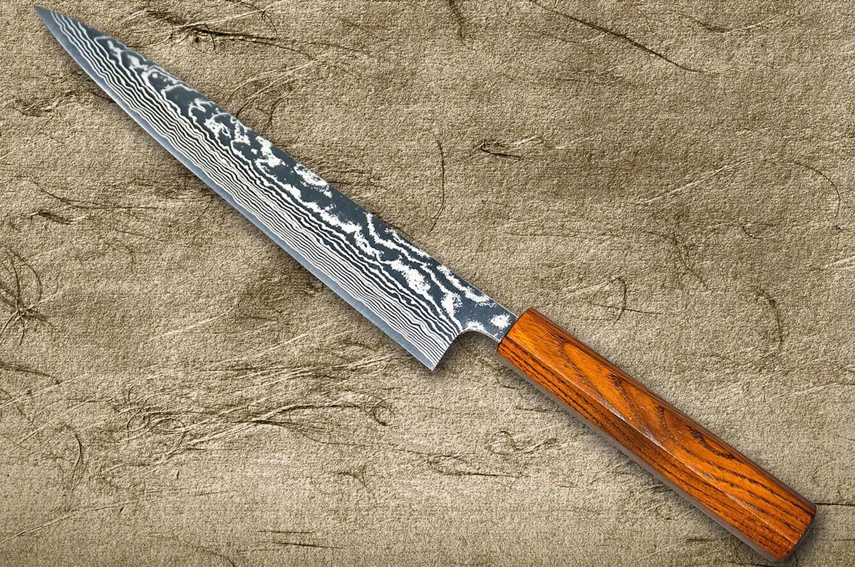 Yu Kurosaki R2(SG2) Black Damascus Japanese Chef's Slicer(Sujihiki) 240mm with Urushi Lacquered Enju Handle Mukai Model 