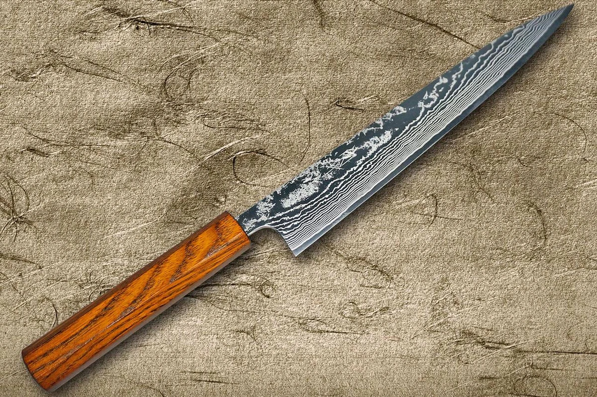 Yu Kurosaki R2(SG2) Black Damascus Japanese Chef's Slicer(Sujihiki) 240mm with Urushi Lacquered Enju Handle Mukai Model 