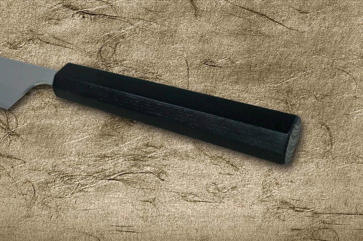 Yu Kurosaki SPG-STRIX Black Damascus Japanese Chef's Slicer(Sujihiki) 270mm with Black Urushi Lacquered Enju Handle Mukai Model 