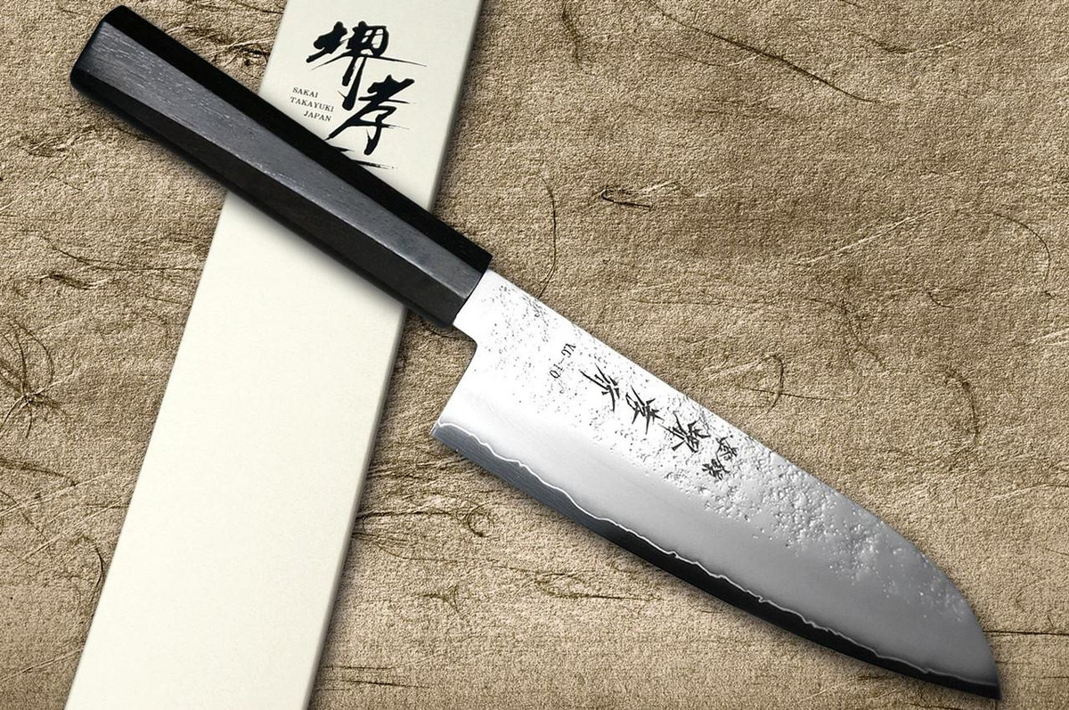 tamaki_tamaki　0910 Sakai Takayuki VG10 Nashiji WA Japanese Chef's Santoku Knife 170mm
