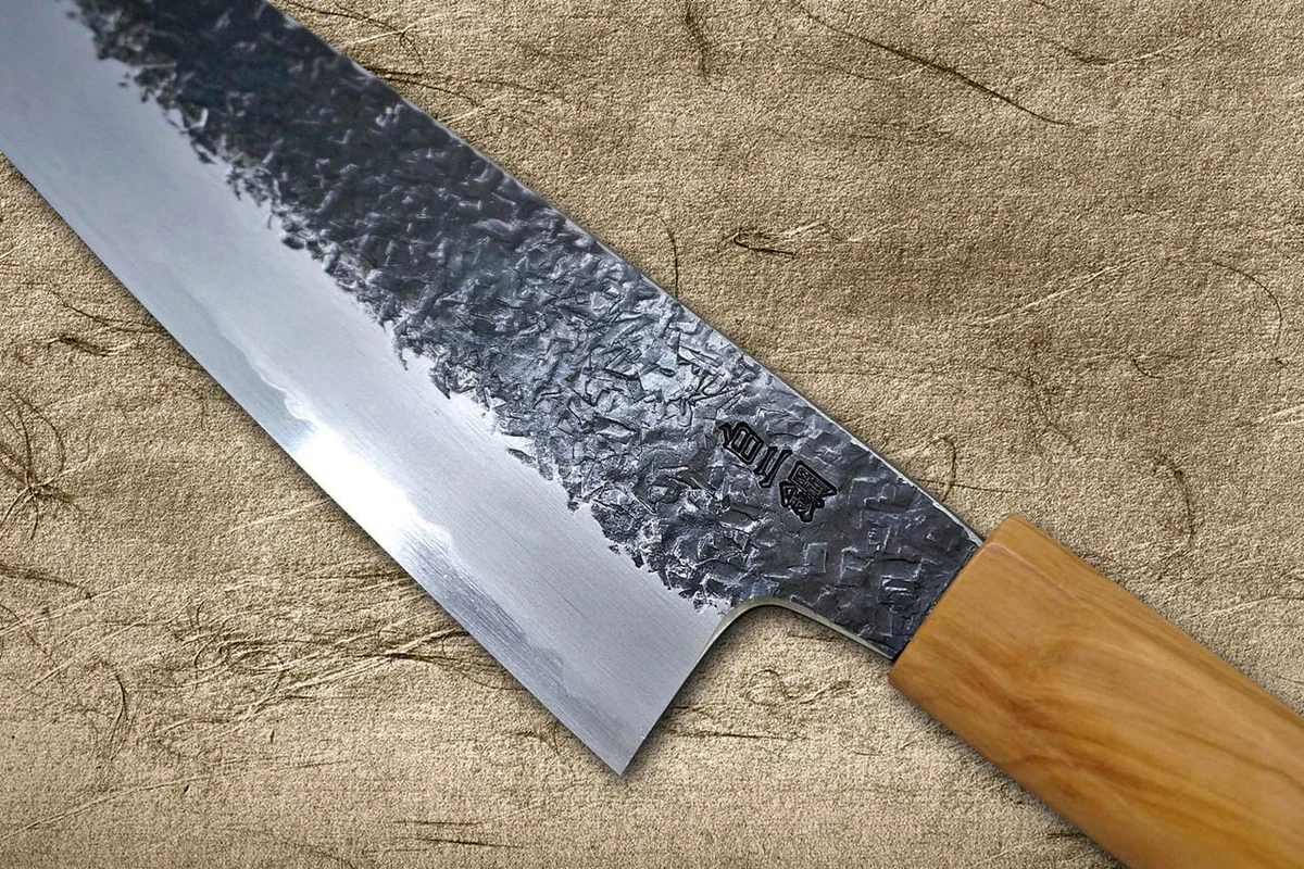 Sakai Takayuki SANPOU Modell MIZU Kurouchi Weiß #2 Japanisches Kochmesser (Gyuto) 210mm mit Olivenholzgriff