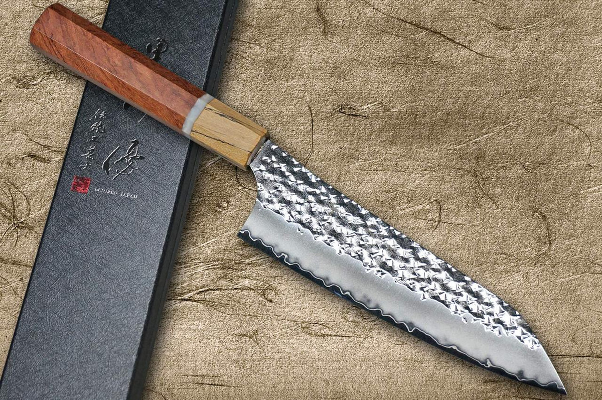 Yu Kurosaki R2(SG2) Hammered SENKO-EI WA KR8MP Japanese Chef's Bunka Knife 165mm with Karin Lump Wood with Maple Ferrule 