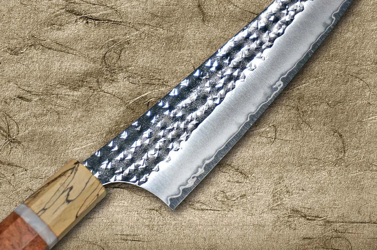 Yu Kurosaki R2(SG2) Hammered SENKO-EI WA KR8MP Japanese Chef's Bunka Knife 165mm with Karin Lump Wood with Maple Ferrule 