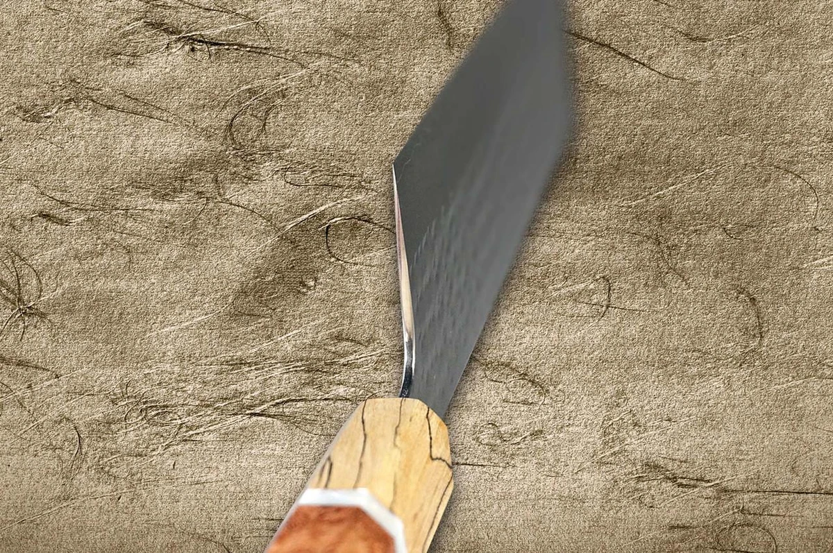 Yu Kurosaki R2(SG2) Hammered SENKO-EI WA KR8MP Japanese Chef's Nakiri(Vegetable) 165mm with Karin Lump Wood with Maple Ferrule 