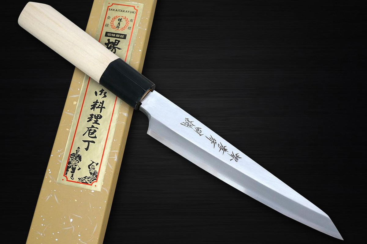 Sakai Takayuki Tokujyo Supreme (White 2 steel) Japanese Chef's Wa-Honesuki(Boning) 150mm with Japanese Yew Handle 