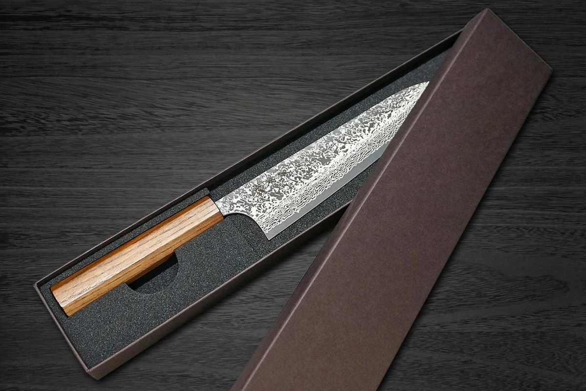 Yoshimi Kato 63 Layer VG10 Black Damascus EJ8B Japanese Chef's Gyuto Knife 210mm with Black Urushi Lacquered Enju Handle 