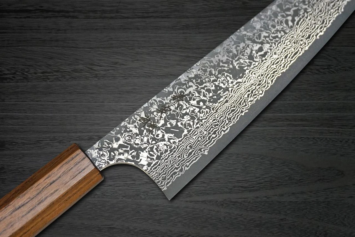 Yoshimi Kato 63 Layer VG10 Black Damascus EJ8B Japanese Chef's Gyuto Knife 240mm with Black Urushi Lacquered Enju Handle 