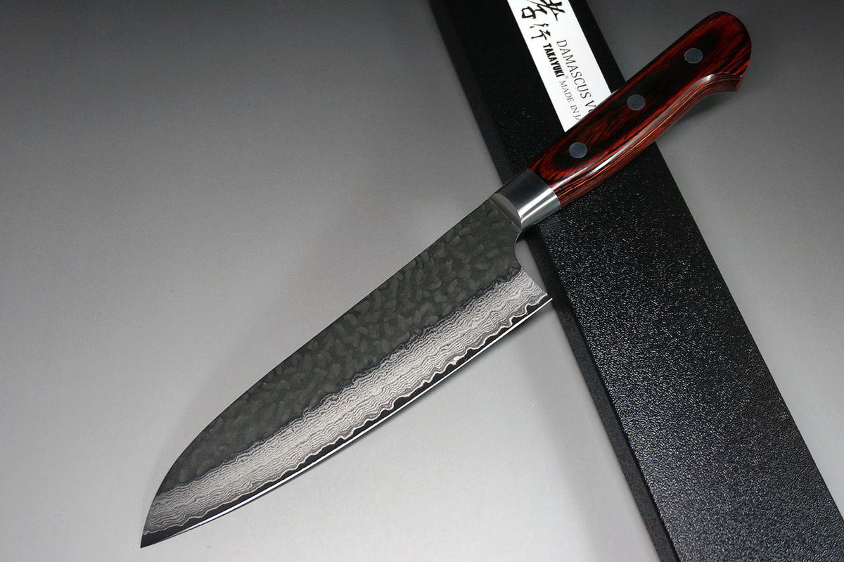 Sakai Takayuki 33-Layer VG10 Damascus Hammered Japanese Chefs Santoku Knife 180mm
