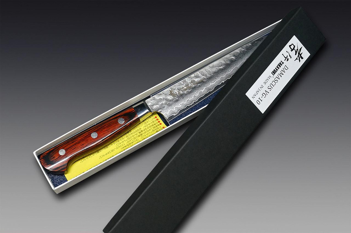 Sakai Takayuki 33-Layer VG10 Damascus Hammered Japanese Chef's Petty Knife(Utility) 150mm 