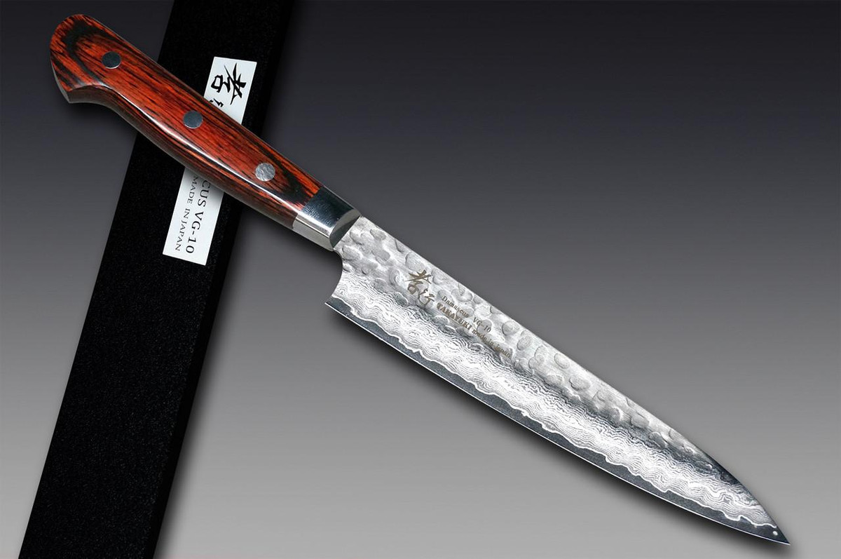 Sakai Takayuki 33-Layer VG10 Damascus Hammered Japanese Chef's Petty Knife(Utility) 150mm 