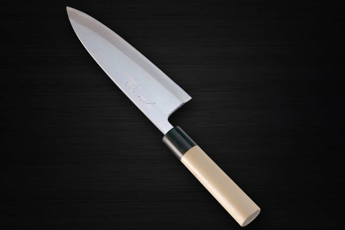 Sabun Honkasumi Gyokuhaku-ko White Steel Japanese Chefs Deba Knife 195mm