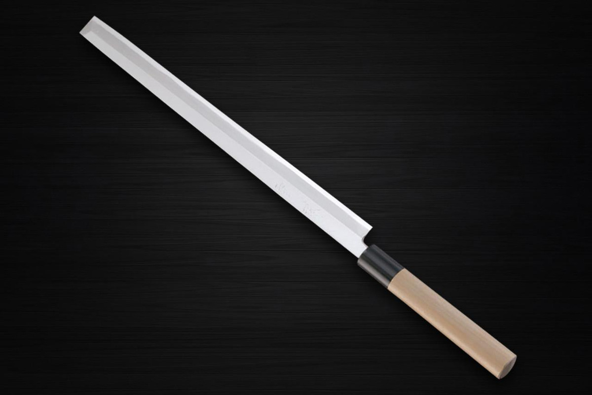 Yukifuji Chu-kasumi Gyokuhaku-ko (White Steel) Japanese Chef's Takohiki(Sashimi) 330mm 