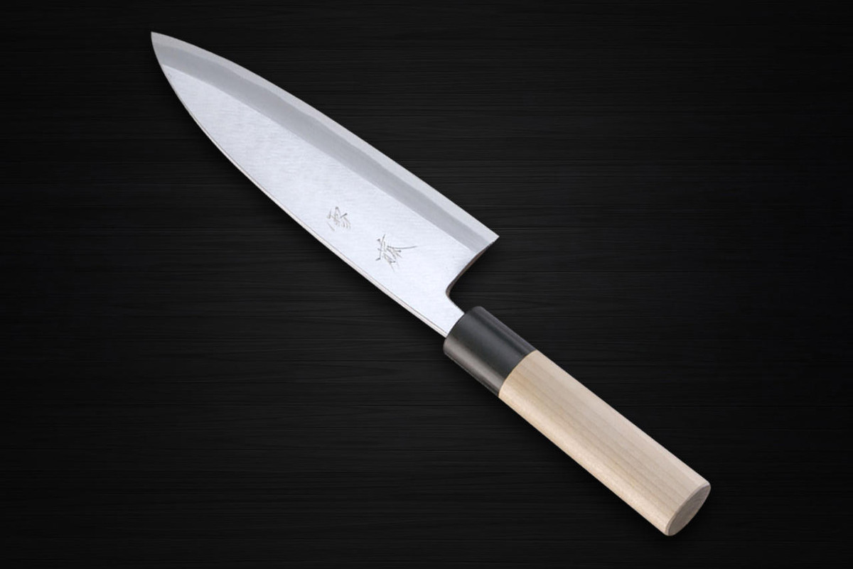 Yukifuji Chu-kasumi Gyokuhaku-ko White Steel Japanese Chefs Deba Knife 195mm