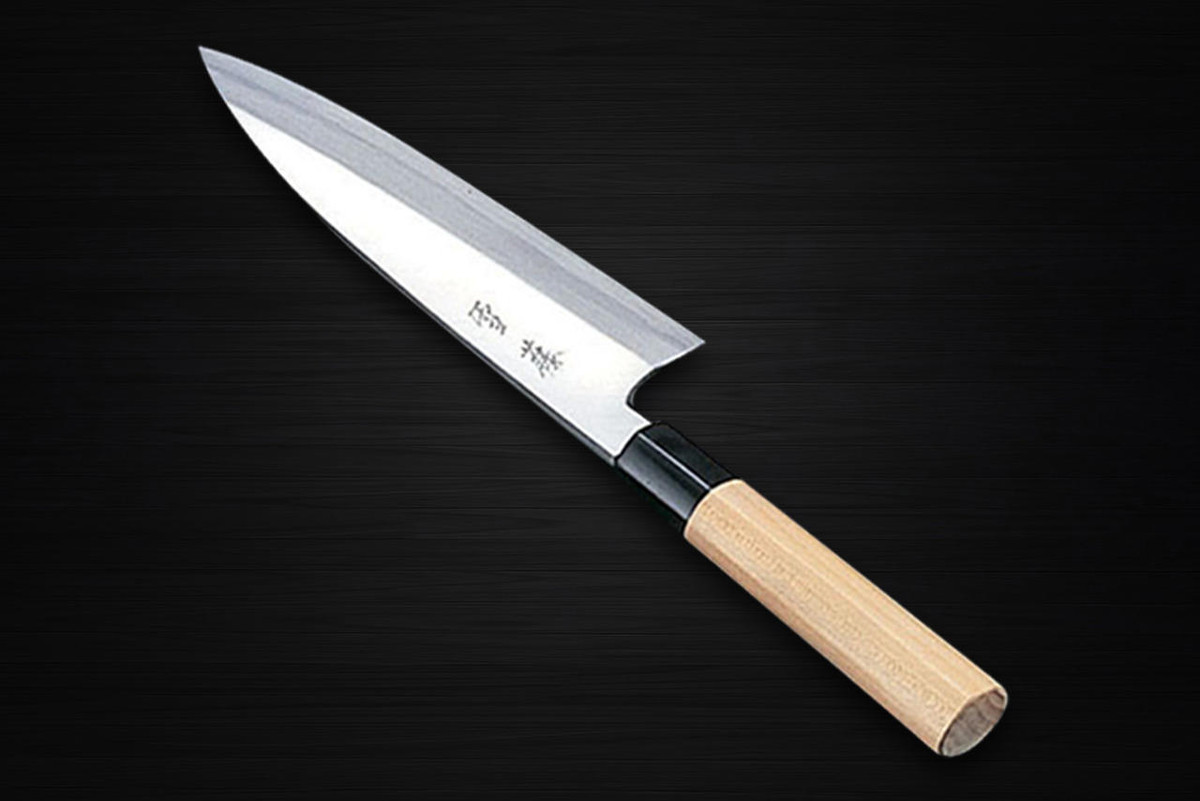 Yukifuji Chu-kasumi Gyokuhaku-ko White Steel Japanese Chefs Funayuki Deba 210mm