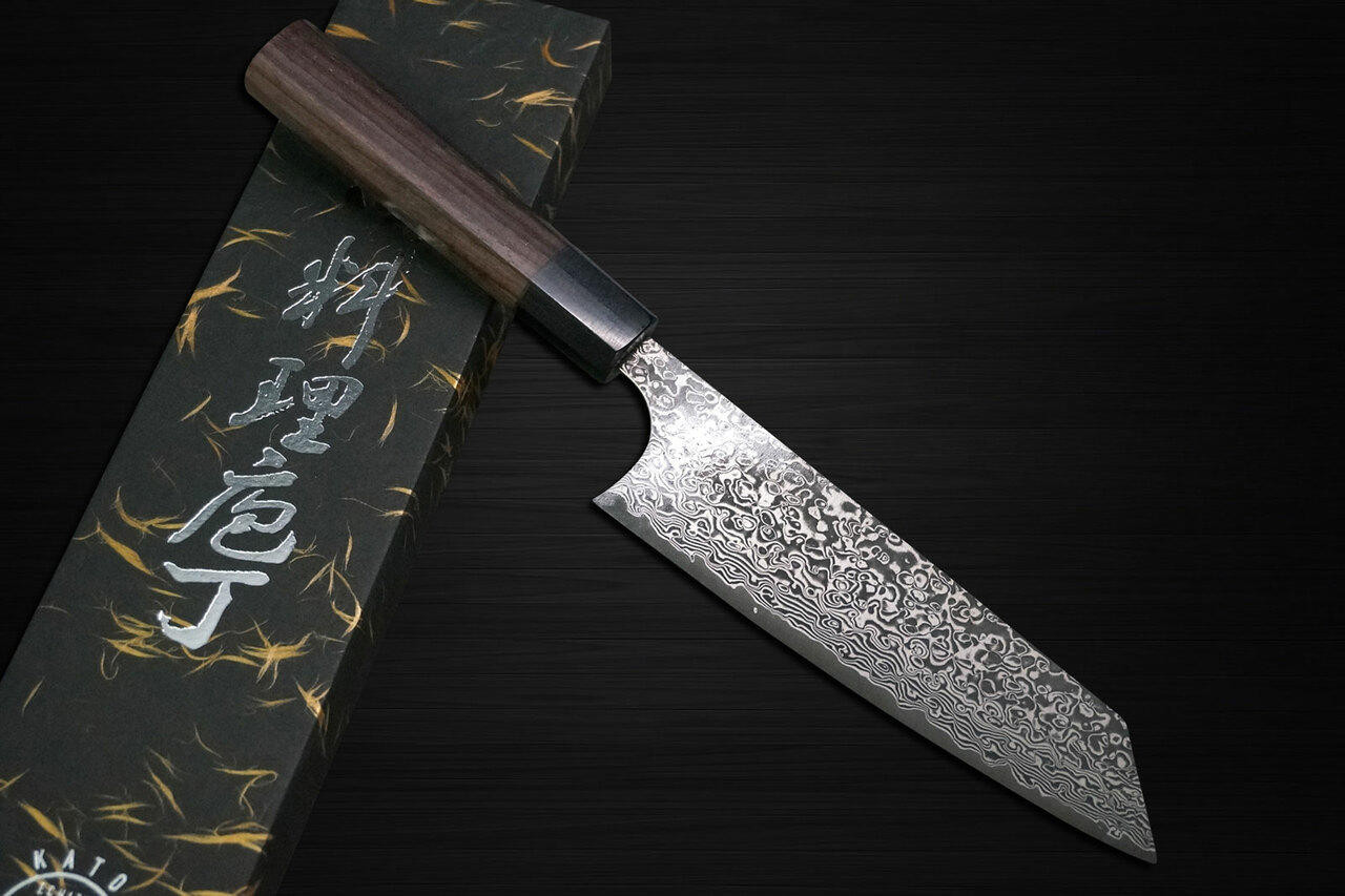 Yoshimi Kato R2 Black Damascus RS8R Japanese Chef's Bunka Knife 170mm