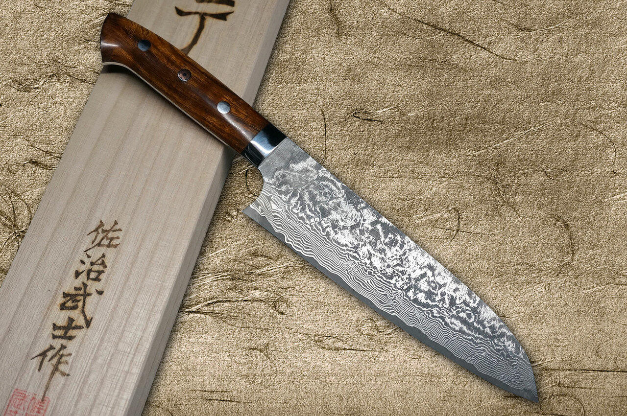 佐治武士R2（SG2） 黑色Damascus IR 日本厨师用三德刀180毫米
