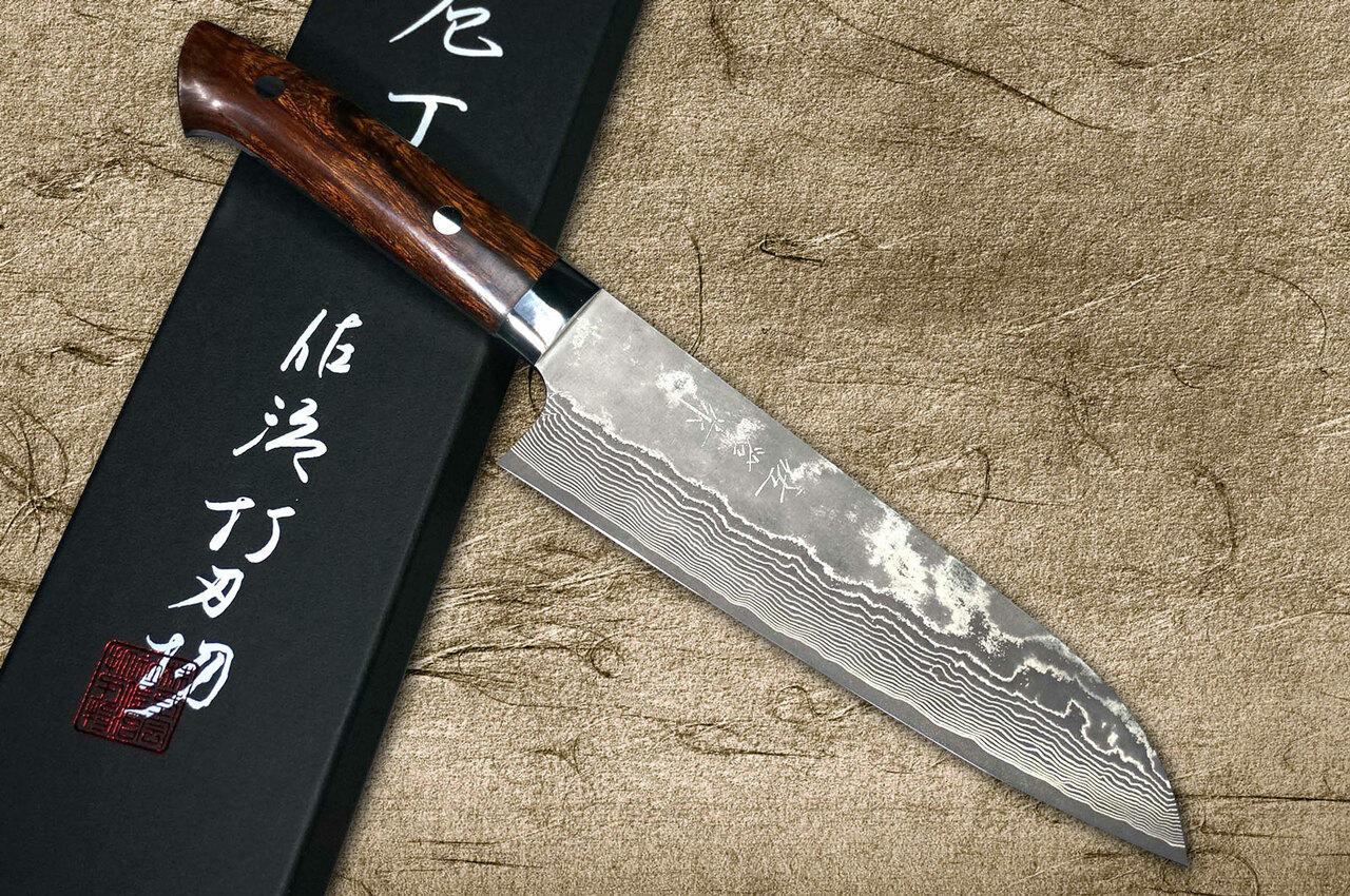 Takeshi Saji VG10 Black Damascus IR Japanese Chef's Santoku Knife