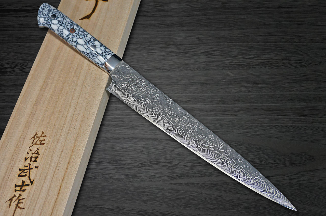 佐治武士R2 钻石抛光大马士革TCW 日本厨师切片刀（筋引）240mm