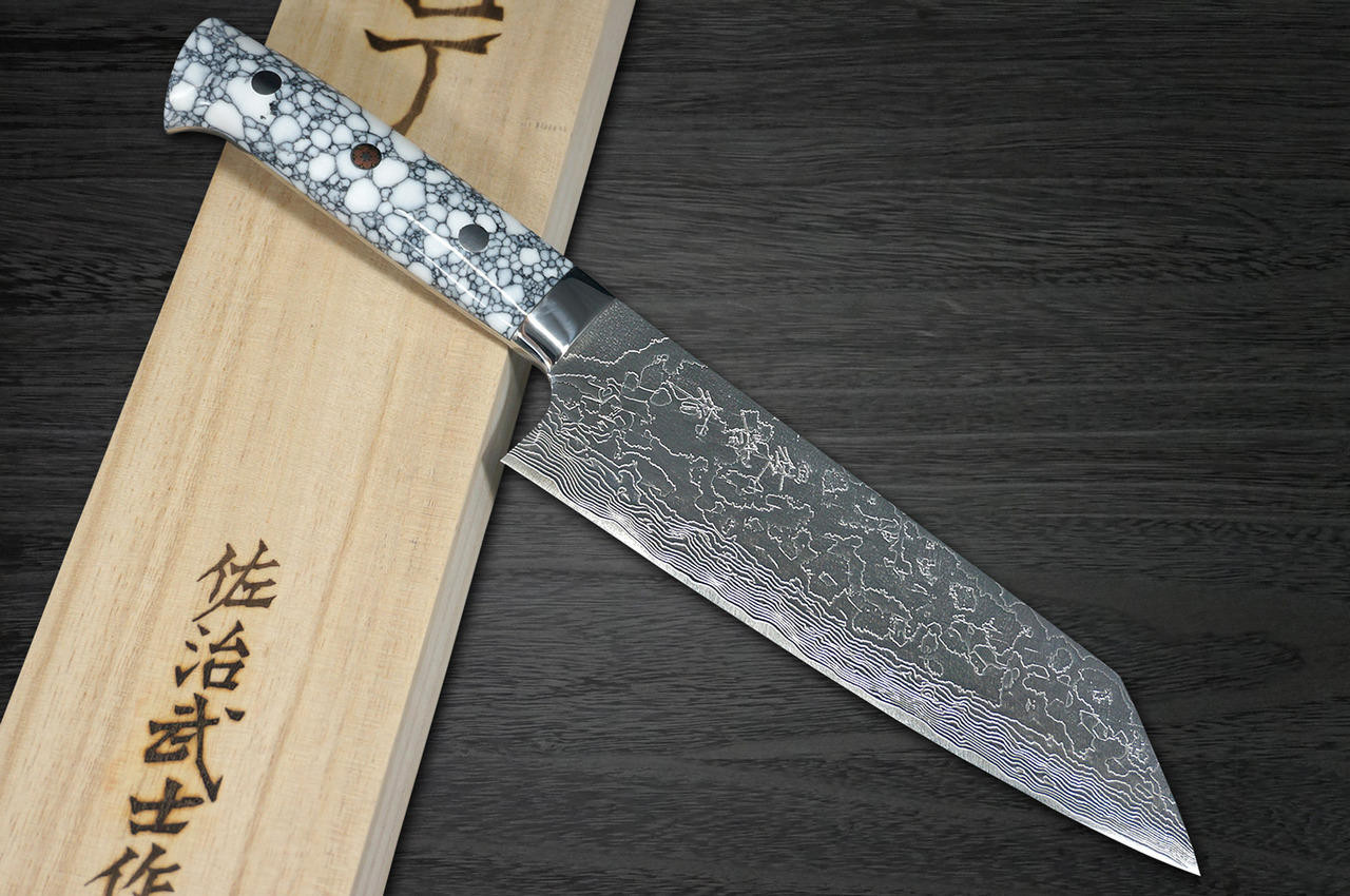 Takeshi Saji R2 Diamond Finish Damascus TCW Japanese Chef's Bunka
