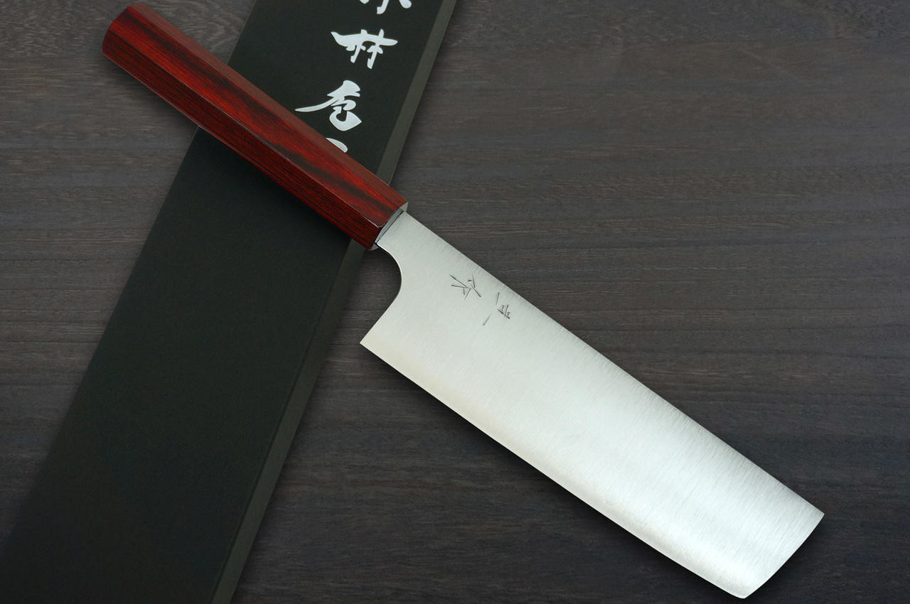 Kei Kobayashi R2 Special Finished CS Japanese Chef's Nakiri(Vegetable)  165mm with Red Lacquered Wood Handle