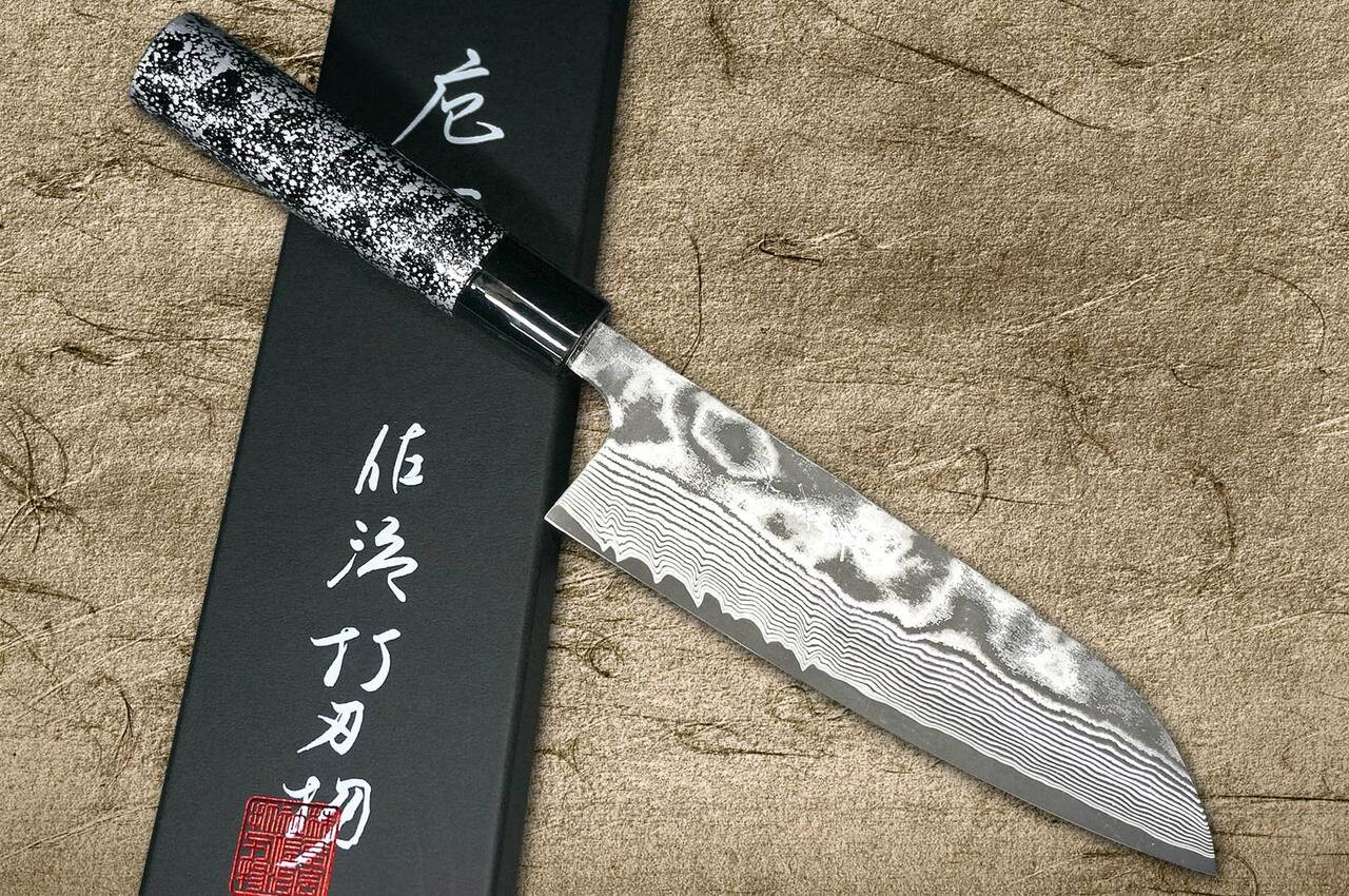 VG 10 Japanese Damascus Santoku Knife With 3-Metal Mosaic Rivet – SEIKO  KNIVES