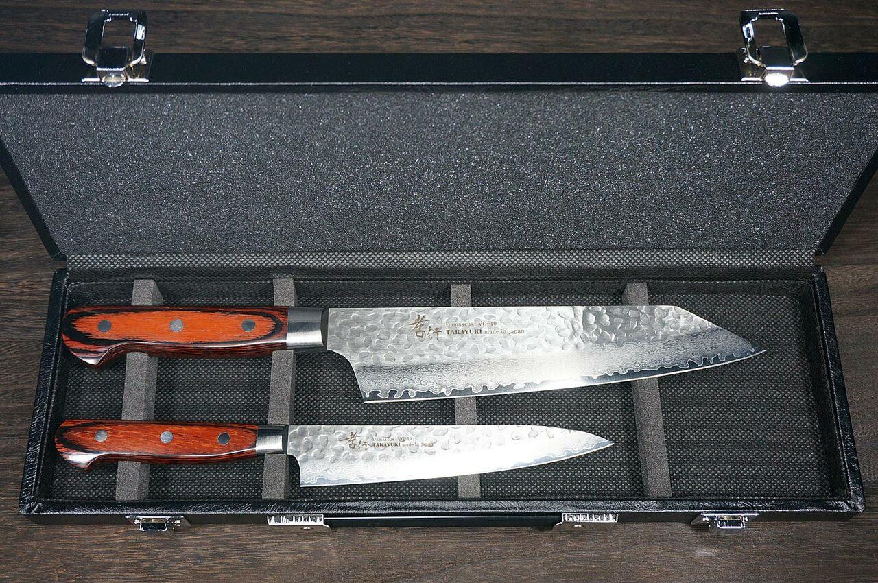 Sakai Takayuki TUS Steel Japanese Chef's Knife SET in Gift Box (Petty 150mm  - Slicer 240mm - Attache Case)