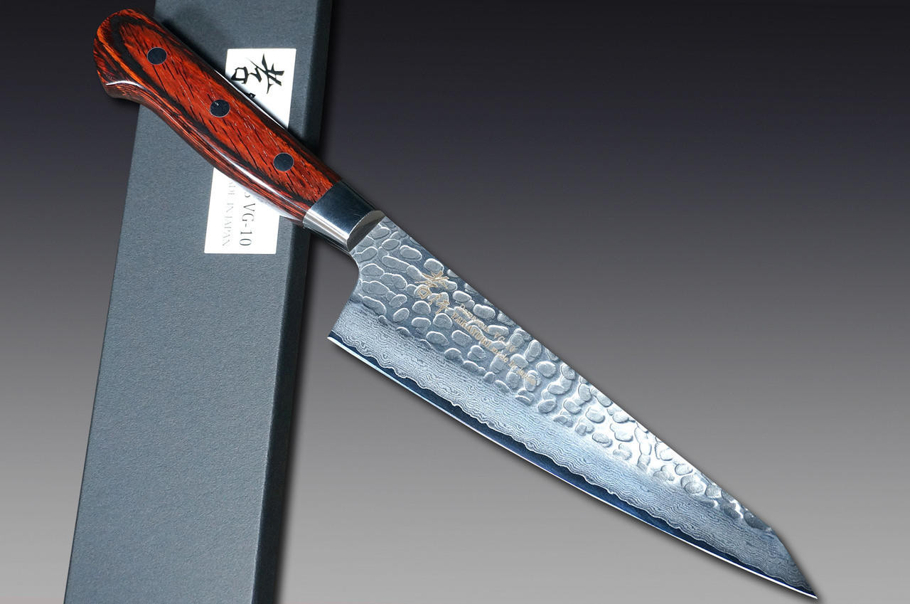 Sakai Takayuki 33-Layer VG10 Damascus Hammered WA Japanese Chef's Knife SET  (Gyuto210-Slicer-Nakiri-Petty150-Kengata Santoku)