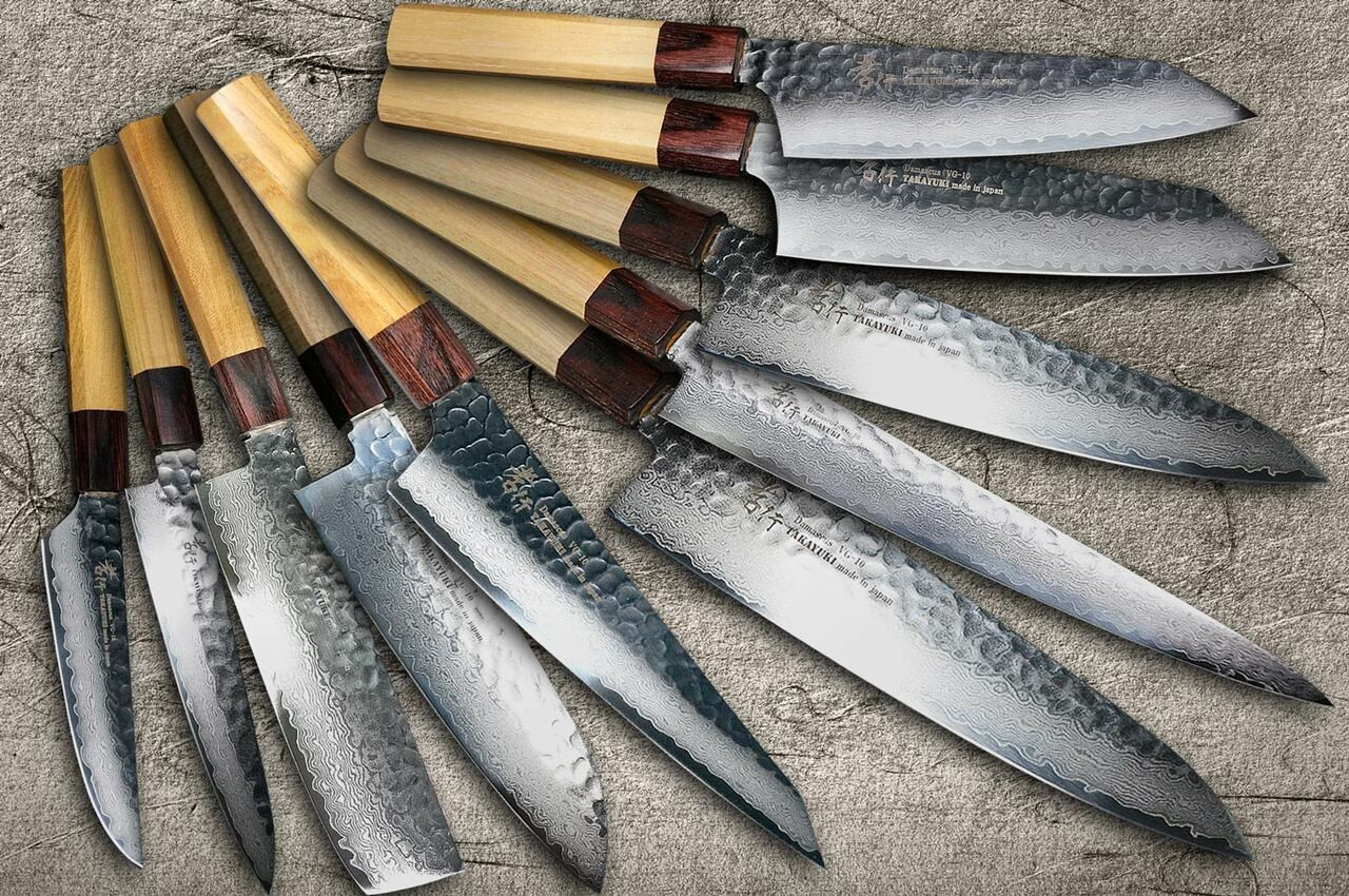 Sakai Takayuki 33-Layer VG10 Damascus Hammered WA Japanese