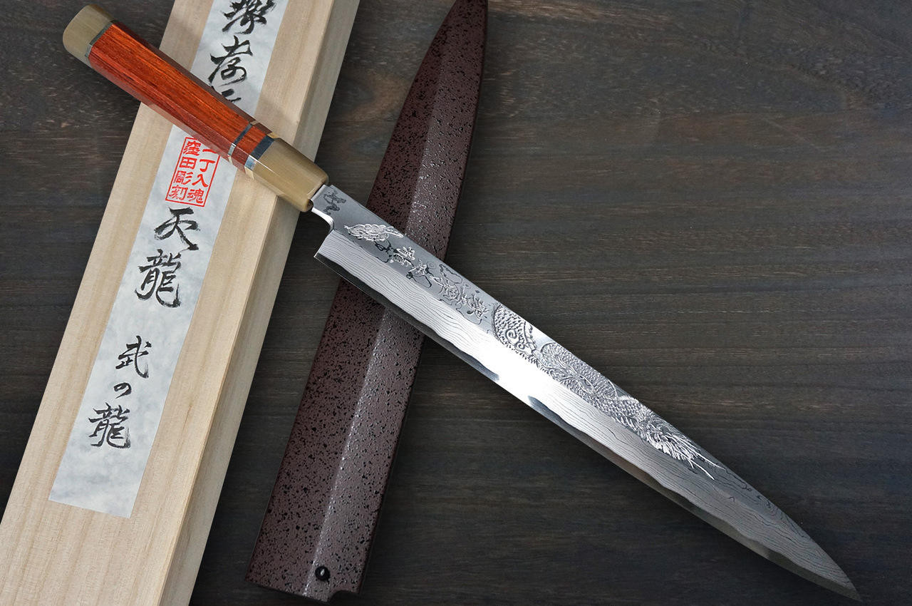 堺孝行Tenryu Damascus （Aogami 2 steel） 日本厨师用柳叶刀