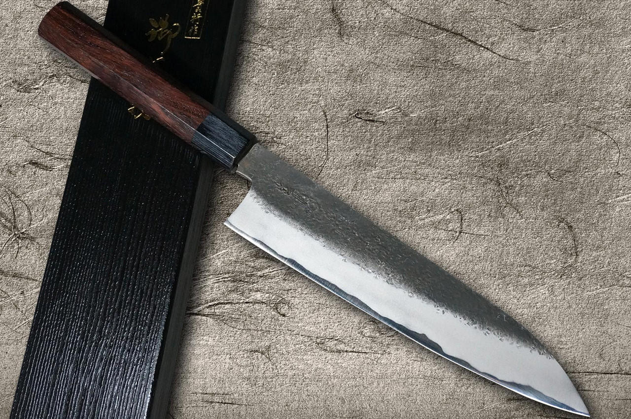 Yoshihiro Kurouchi Black-Forged Blue Steel Stainless Clad Gyuto