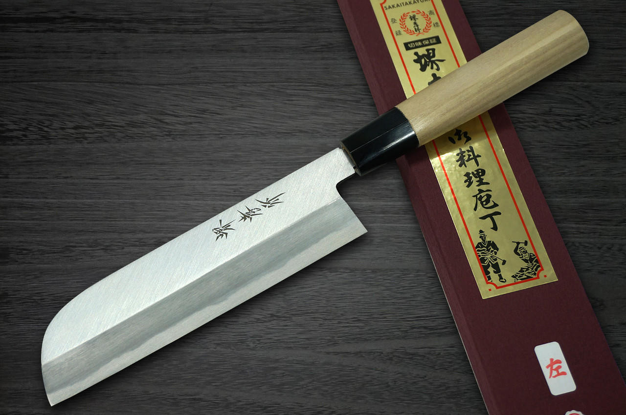左手用] 堺孝行霞鸟水牛镡日本厨师用镰形牛刀（蔬菜） 165mm |日本刀