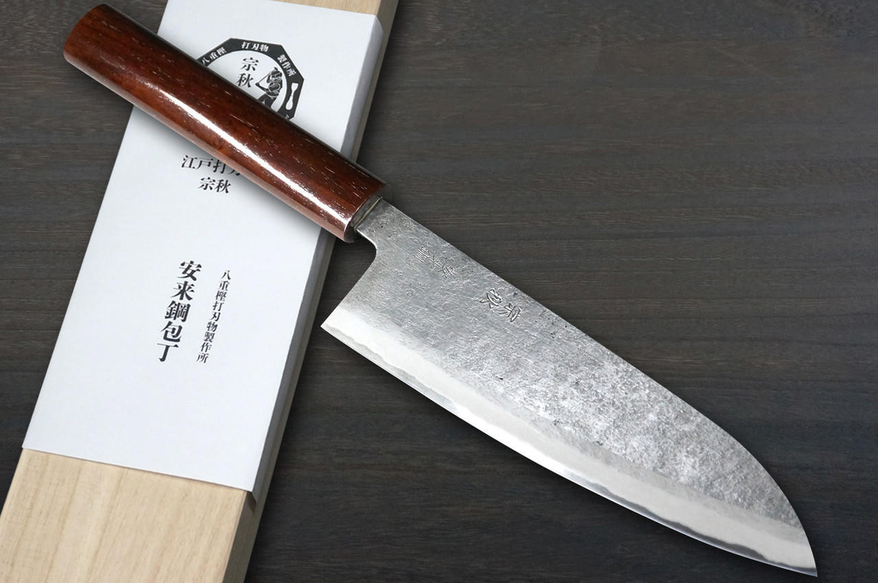 宗明安来白钢梨地日本厨师牛刀165毫米椭圆形红木手柄| 日本刀