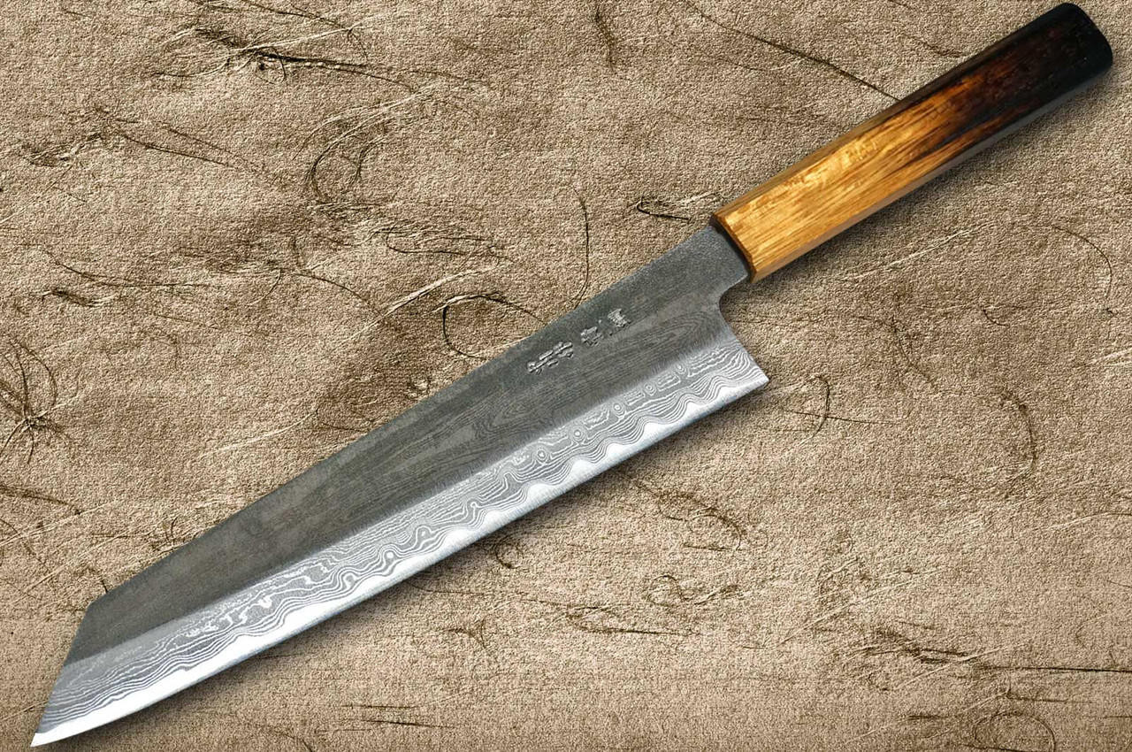 CHEF AKIYAMA ORIGINAL JAPANESE KNIFE 燕三条 Satoshi Nakagawa Aogami #1 Damascus Kurouchi OK8B Japanese