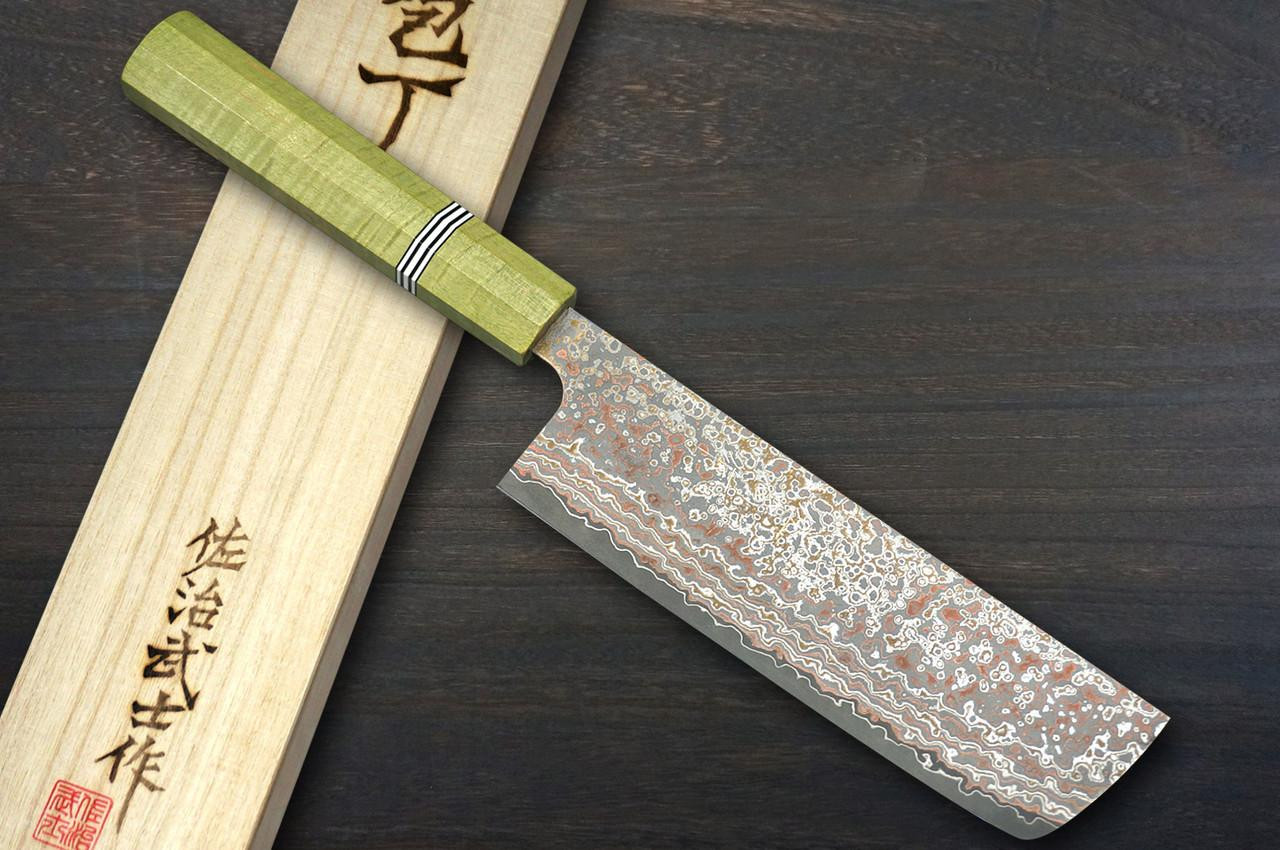 武志·佐治VG10W 彩色大马士革梨地STW 日本厨师用菜刀（蔬菜刀
