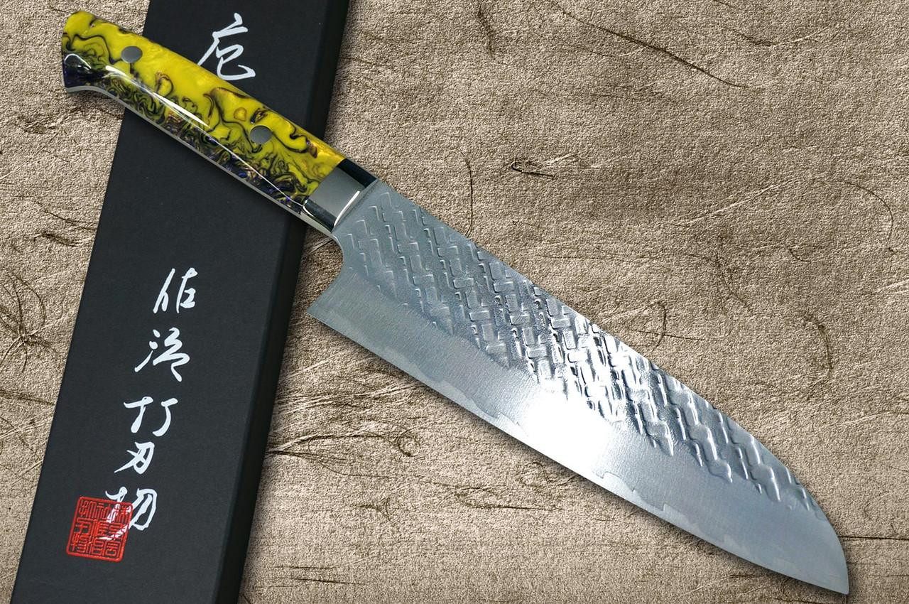 佐治武士SPG-STRIX 镜面锤击RC日本厨师用三德刀180毫米，树脂