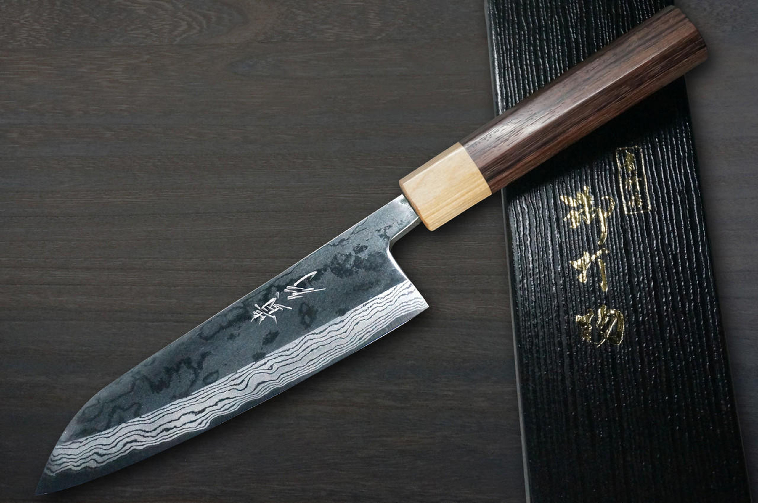 Takayuki Iwai Aogami No.2 Damascus FUMON RS Japanese Chef's Funayuki Deba 165mm Japanese knives
