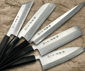 main Sakai Takayuki Aoniko Blue 2 Steel Ebony Handle