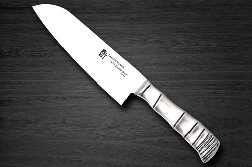 Tamahagane Bamboo 3-Layer Stainless Japanese Chefs Santoku Knife 160mm