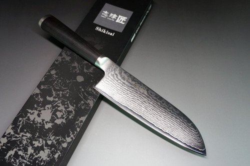 Shikisai MIYAKO 33 Layer Damascus AUS8 Japanese Chefs Santoku Knife 165mm