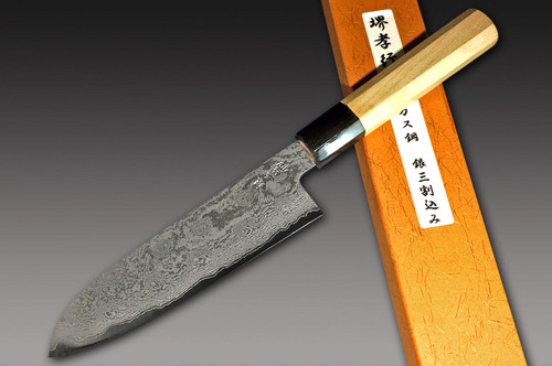 Sakai Takayuki 33-Layer Damascus Gingami No.3 Japanese Chefs Santoku Knife 180mm