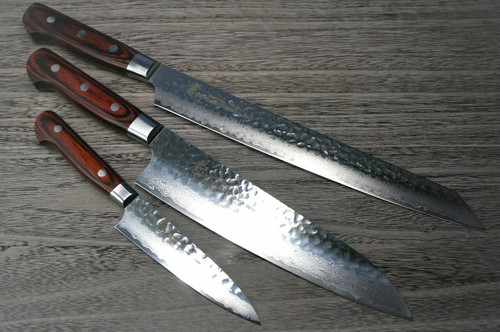 Sakai Takayuki 33-Layer VG10 Damascus Hammered WA Japanese Chef's Knife SET  (Gyuto210-Gyuto240-Slicer-Santoku-Nakiri-Honesuki180-Petty150-Steak  Petty-Kengata Gyuto-Kengata Santoku)