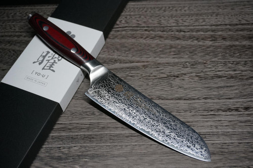 Yaxell YO-U 101-Layer SG2 Damascus Japanese Chef's Santoku Knife