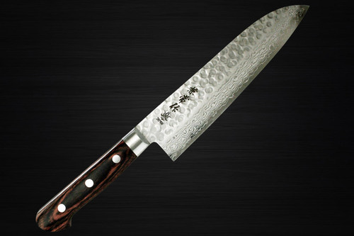 Kanetsune KC-900 VG10 17-Layer Damascus Hammered Japanese Chefs Santoku Knife 185mm